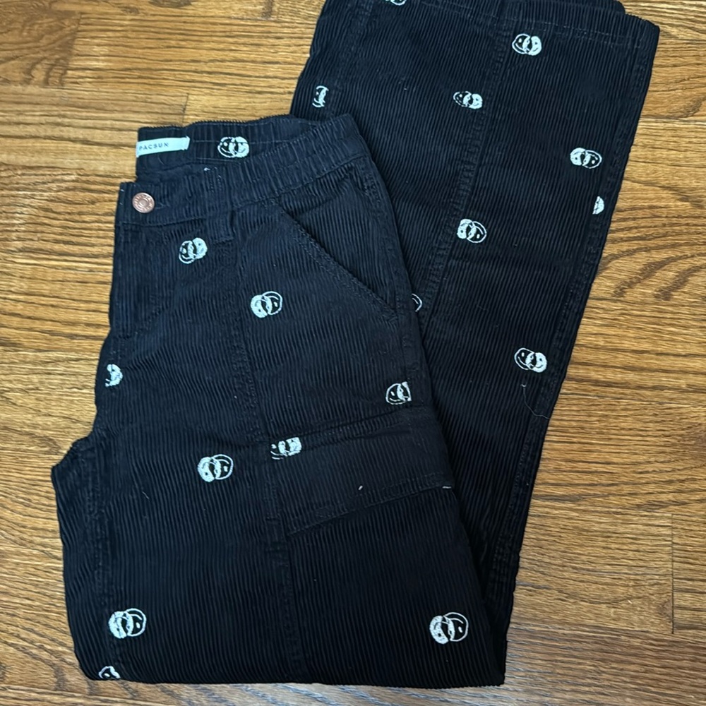 Pacsun Corduroy wide leg cargo smiley pants